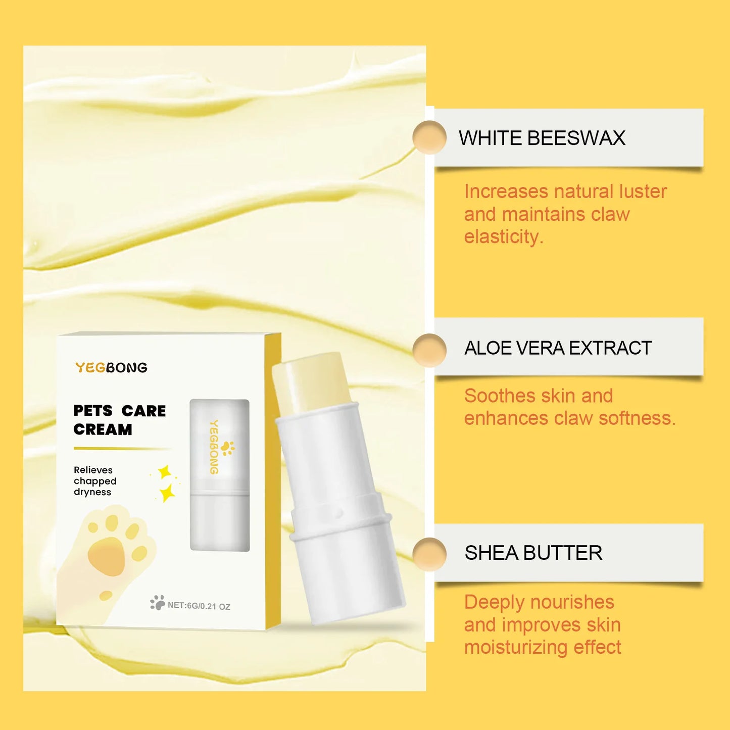 Pet Paw Balm Stick - Gentle Moisturizing and Nourishing Care for Dogs and Cats with Dry, Cracked Pads - Vet Recommended for All Seasons